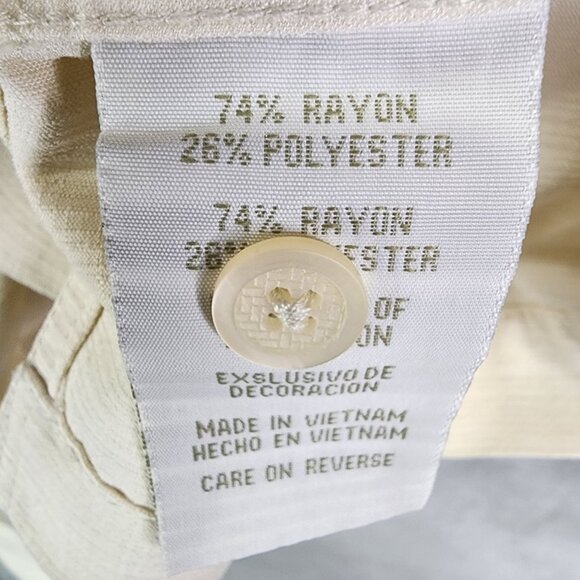 Mens Beige Trader Bay Hawaiian Shirt Button Up Short Sleeve Rayon Blend Size L - Picture 5 of 9